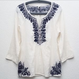 Anthropologie | Joie Cream Embroidered Top